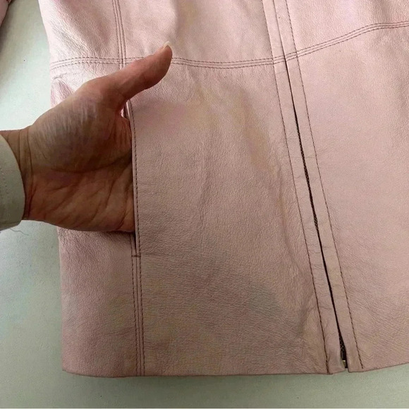 Atmosphere Leather Jacket Zip Front Pink Size Small - Picture 12 of 16
